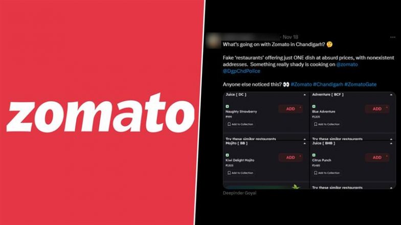 Chandigarh’s ‘One Dish’ Restaurants Appear on Zomato, Leaving Internet Suspicious; Absurd Prices, Odd Names and Vague Addresses Spark Conspiracy Theories Online (Check Tweets)