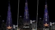 Happy Diwali on Burj Khalifa in Dubai: World's Tallest Building Illuminates Sky With Stunning Light Display To Mark Deepawali Celebrations (Watch Video)
