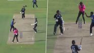 Umpire Langton Rusere Showcases Incredible Reflexes As Mark Chapman Slaps Ball Straight Down The Ground For A Boundary During SL vs NZ 2nd ODI 2024 (Watch Video)