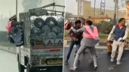 Meerut: Bollywood Movie-Like Scene Unfolds As Groom Takes Lift From Biker, Catches Mini Truck Driver Who Stole Curreny Note From His Garland of Money (Watch Video)