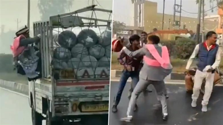 Meerut: Bollywood Movie-Like Scene Unfolds As Groom Takes Lift From Biker, Catches Mini Truck Driver Who Stole Currency Note From His Garland of Money (Watch Video)