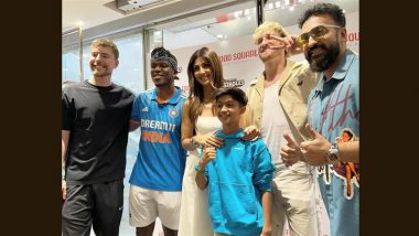 Shilpa Shetty Meets YouTubers MrBeast, Logan Paul and KSI in Mumbai With Hubby Raj Kundra and ‘Lil Beast’ Viaan Kundra (View Pics)