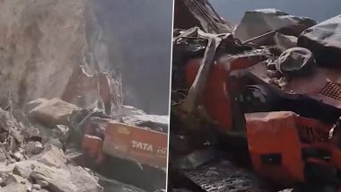 Uttarakhand: Worker Crushed to Death After Boulder Collapses Onto Rock-Cutting Machine in Chamoli’s Helang-Marwari Bypass (Watch Video)