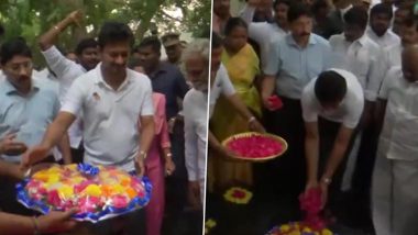 Udhayanidhi Stalin Birthday: Tamil Nadu Deputy CM Pays Floral Tribute to Thanthai Periyar as He Turns 47 (Watch Video)