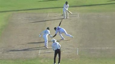 Kemar Roach Catches One-Handed Stunner In His Follow-Through To Dismiss Mominul Haque During WI vs BAN 1st Test 2024 (Watch Video)