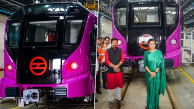 Delhi CM Atishi Marlena Inspects New Coaches of Phase-4 Route at Mukundpur Depot Near Majlis Park; Highlights Driverless Tech of Delhi Metro (See Pics and Videos)