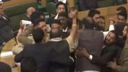 Jammu and Kashmir: Chaos in Assembly After BJP Leader Sunil Sharma Clashes With MLA Khurshid Ahmad Sheikh for Displaying Banner on Article 370 (Watch Video)