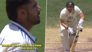 'Kasam se bhaiyaa', Harshit Rana Makes Desperate Plea With Captain Jasprit Bumrah For DRS Call Against Steve Smith During IND vs AUS 1st Test 2024 (Watch Video)