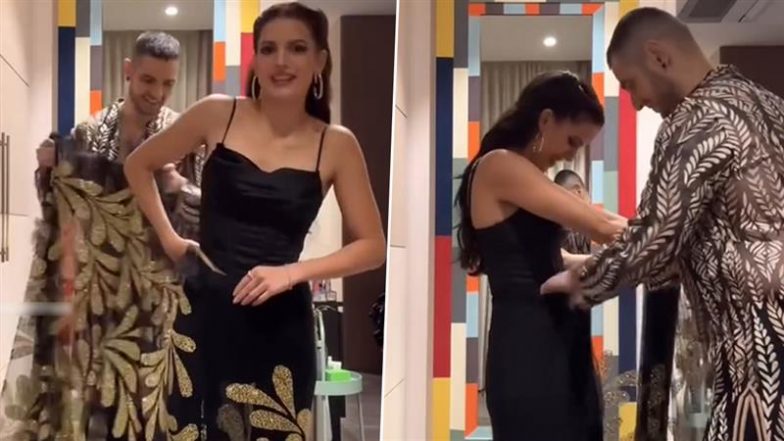 Natasa Stankovic’s Saree Gets Perfect Fit, Thanks To Best Friend Aleksandar Alex Ilic’s Tailoring Skills (Watch Video)