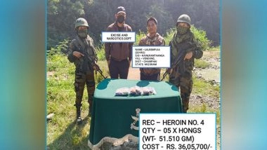 India News | Mizoram: Assam Rifles Arrests 1 Involved Smuggling of Heroin from Champhai