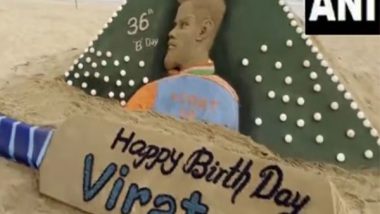 Sports News | Sand Artist Sudarsan Pattnaik Creates 5ft High Sculpture to Celebrate Virat Kohli's Birthday