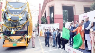 India News | CM Yogi Launches UP's First Double-decker Electric Bus in Lucknow, Announces Discounts for Women Passengers