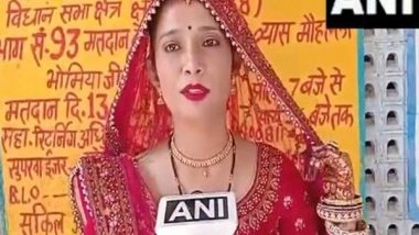 India News | Rajasthan By-polls: Bride Casts Her Vote in Dausa in Midst of Her Wedding Rituals