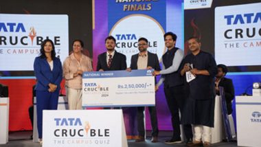 Business News | Akshay Valle from Samata College, Visakhapatnam Crowned National Champion at the Tata Crucible Campus Quiz 2024