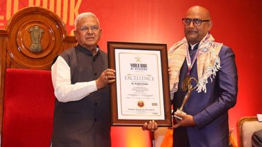 Business News | Madhya Pradesh Governor Mangubhai C. Patel Bestowed the World Book of Records Certificates in Indor