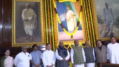 India News | Congress Leader Malikarjun Kharge, Rahul Gandhi and Other Leaders Pay Floral Tribute to Former PM Indira Gandhi at Samvidhan Sadhan