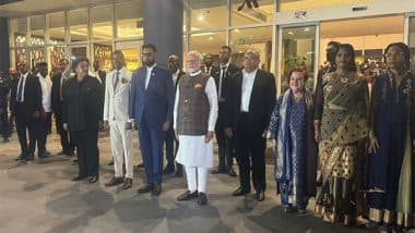 World News | PM Modi Arrives in Georgetown on State Visit, Recieved by Guyanese Prez, PMs of Grenada and Barbados