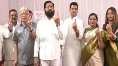 India News | Maharashtra Polls: CM Eknath Shinde Votes at Polling Booth in Thane