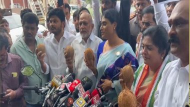 India News | Andhra Congress Chief YS Sharmila Stages Protest Demanding Steel Factory in Kadapa