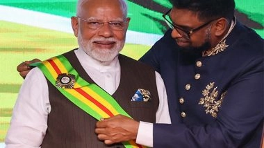 World News | PM Modi Conferred with Guyana's Highest National Award 'The Order of Excellence'