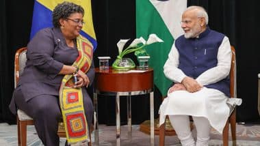 World News |   PM Modi Holds Meeting with Barbados PM Mottley, Expresses Gratitude on Receiving 'Honorary Order of Freedom of Barbados'