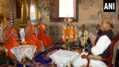 World News | Rajnath Singh Offers Prayers at Buddhist Temple in Laos