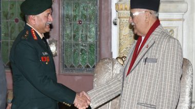 World News | Army Chief Gen Upendra Dwivedi Pays Courtesy Call on Nepali PM Oli and Defence Minister Rai