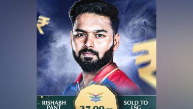 Sports News | IPL Mega Auction: Pant Beats Iyer to Become League's Most Expensive Star, LSG Ropes in Wicketkeeper-batter for Rs 27 Crore