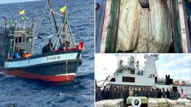 India News | Indian Coast Guard Apprehends Mayanmarese Boat with 5500 Kg Drugs