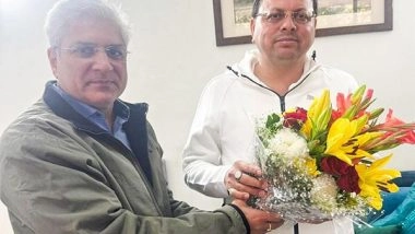 India News | BJP Leader Kailash Gahlot Meets Uttarakhand Chief Minister Pushkar Singh Dhami
