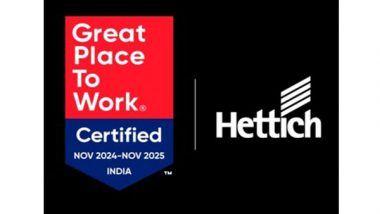 Business News | Hettich India Receives Prestigious 'Great Place To Work' Certification