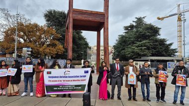 World News | Geneva: Protest Held Outside UN Office Against Atrocities Against Minorities in Bangladesh