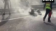 India News | Scooter Heavily Damaged by Fire on Delhi-Gurgaon Highway
