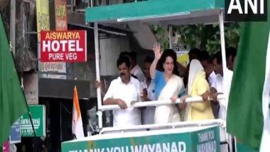 India News | Kerala: Priyanka Gandhi Holds Roadshow in Wayanad