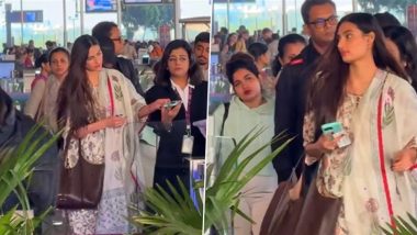 Pregnant Athiya Shetty Avoids Paps at Mumbai Airport, Hides Her Baby Bump (Watch Video)