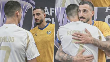 Joselu Meets Cristiano Ronaldo During Al-Gharafa vs Al-Nassr AFC Champions League Elite 2024–25 Match, Says 'I Am Glad To See You Again' (See Pics)