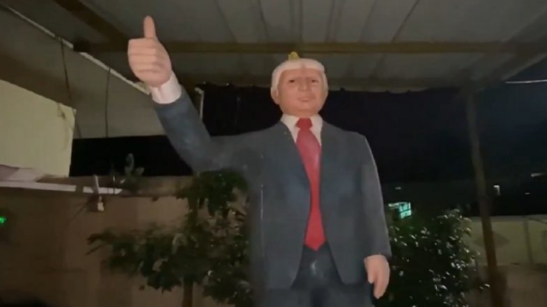 Donald Trump Statue in India: 6-Foot Statue of US President-Elect Installed in Telangana's Jangaon in 2019 by Bussa Krishna Goes Viral (Watch Video)