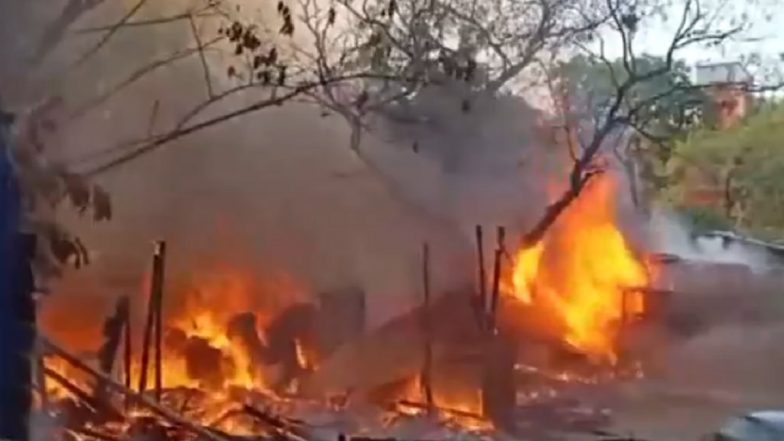 Kolkata Market Fire: Several Shops Gutted After Massive Blaze Erupts at Sandhya Bazar in West Bengal (Watch Video)