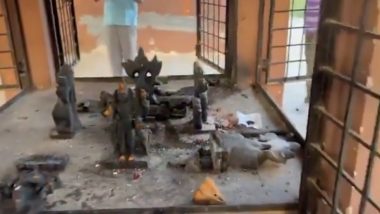 Hanuman Temple Vandalised in Telangana: Hindu Temple Damaged in Shamshabad; 1 Detained (Watch Video)