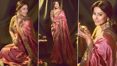 Hina Khan Serves Up Ethnic Glam in Pink Saree, Actress Slays in the Stunning Traditional Ensemble (View Pictures)