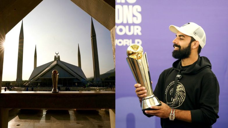 ICC Champions Trophy 2025 Trophy Tour Begins in Islamabad Featuring Pakistan's 2017 Winner Shadab Khan; PoK Cities Dropped