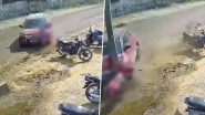 Accident Caught on Camera in Greater Noida: Woman Killed As Minor Loses Control of Speeding Car, Rams Vehicle Into Her in Bisrakh; Disturbing Video Surfaces