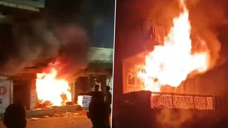 Godhra Fire: Blaze Erupts at Tyre Tube Godown in Gujarat, No Injuries Reported (Watch Video)