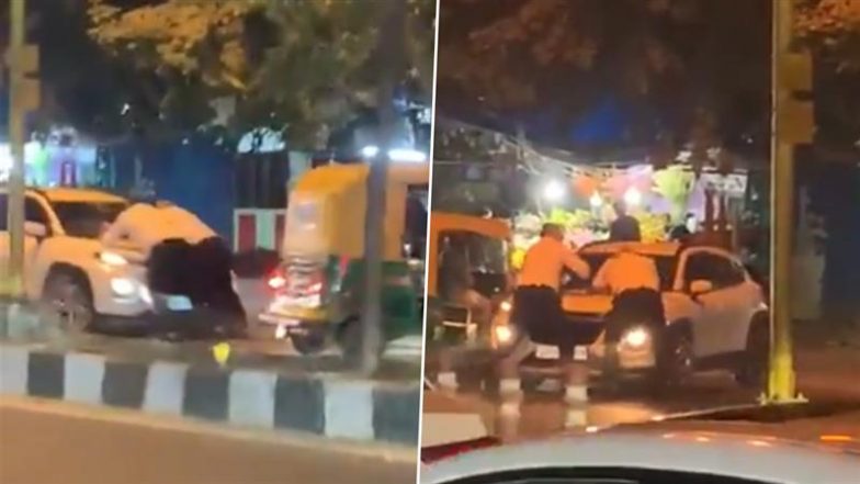 Delhi: Traffic Cops Cling to Car Bonnet As Driver Tries To Flee in Vasant Kunj, Video Goes Viral