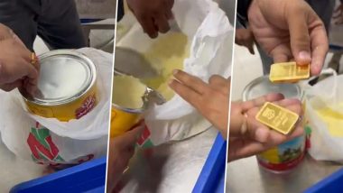 Delhi: Passenger Caught Smuggling Gold in Milk Powder Box at IGI Airport, Probe Underway (Watch Video)