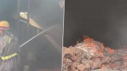 Agra Fire: Blaze Erupts at Paper Cardboard Factory in Foundry Nagar, Firefighting Operations Underway (Watch Video)