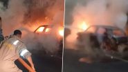 Noida Car Fire: Moving Car Goes Up in Flames in Sector-39, Driver Jumps Out of Vehicle to Save Life (Watch Video)