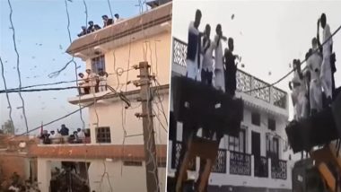 Siddharthnagar: Groom’s Family Climb Rooftops and JCBs, Shower INR 20 Lakh During Wedding Procession in UP; Viral Video Surfaces