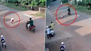 Accident Caught on Camera in Mangaluru: 7-Year-Old Boy Hit by Speeding Motorcycle While Crossing Road in Baliyoor, Sustains Serious Injuries; Disturbing Video Surfaces