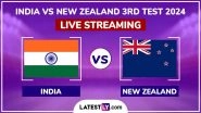 India vs New Zealand Free Live Streaming Online, 3rd Test 2024: How To Watch IND vs NZ Cricket Match Live Telecast on TV?